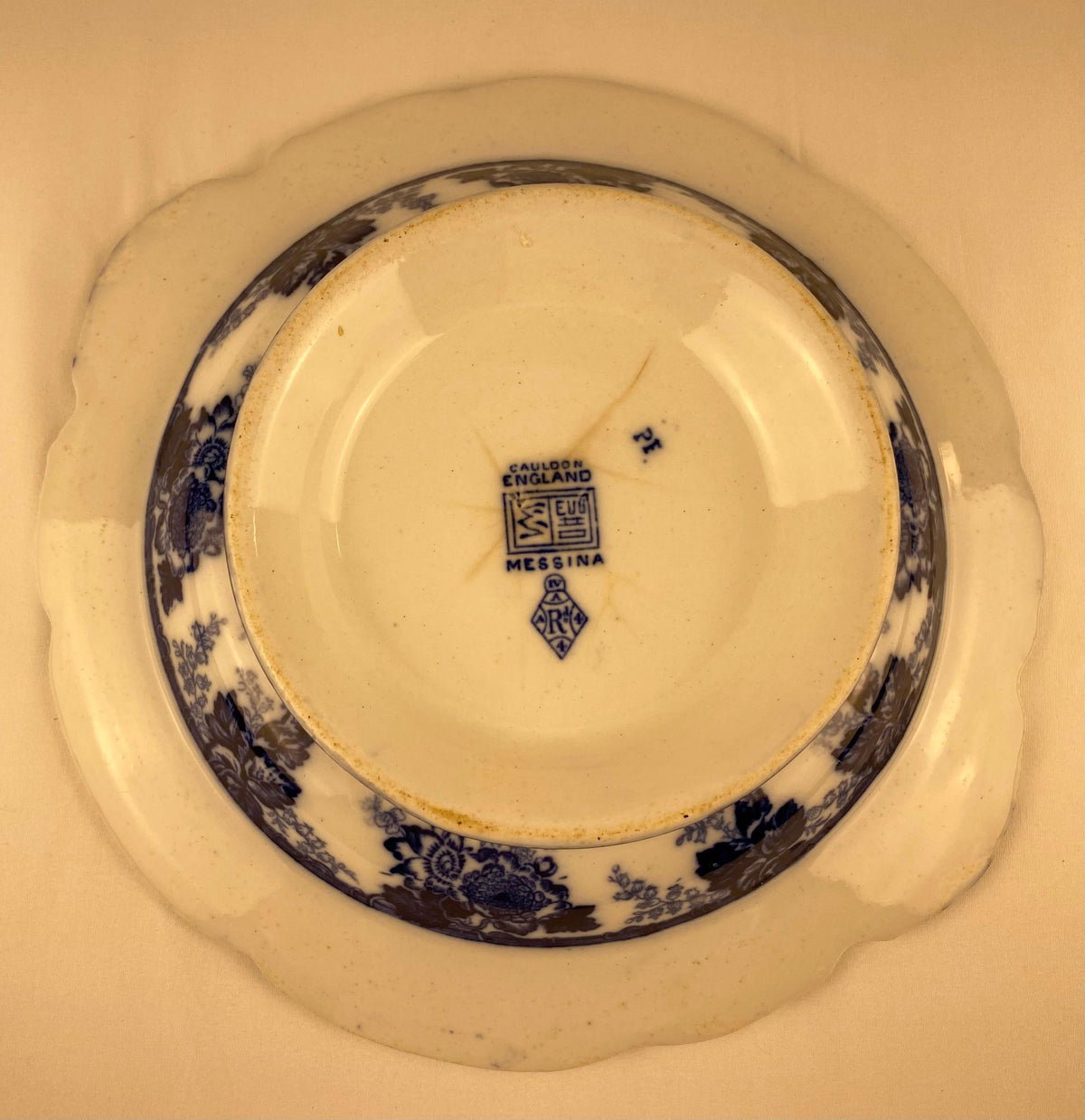 English Blue and White Ironstone Tableware, Transfer Bowl by Cauldon Messina — detail 5
