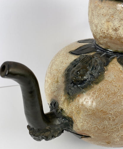 Antique Large Figural Art Pottery Vessel by S. Hublet, Beige Art Deco Style Vase — detail 4