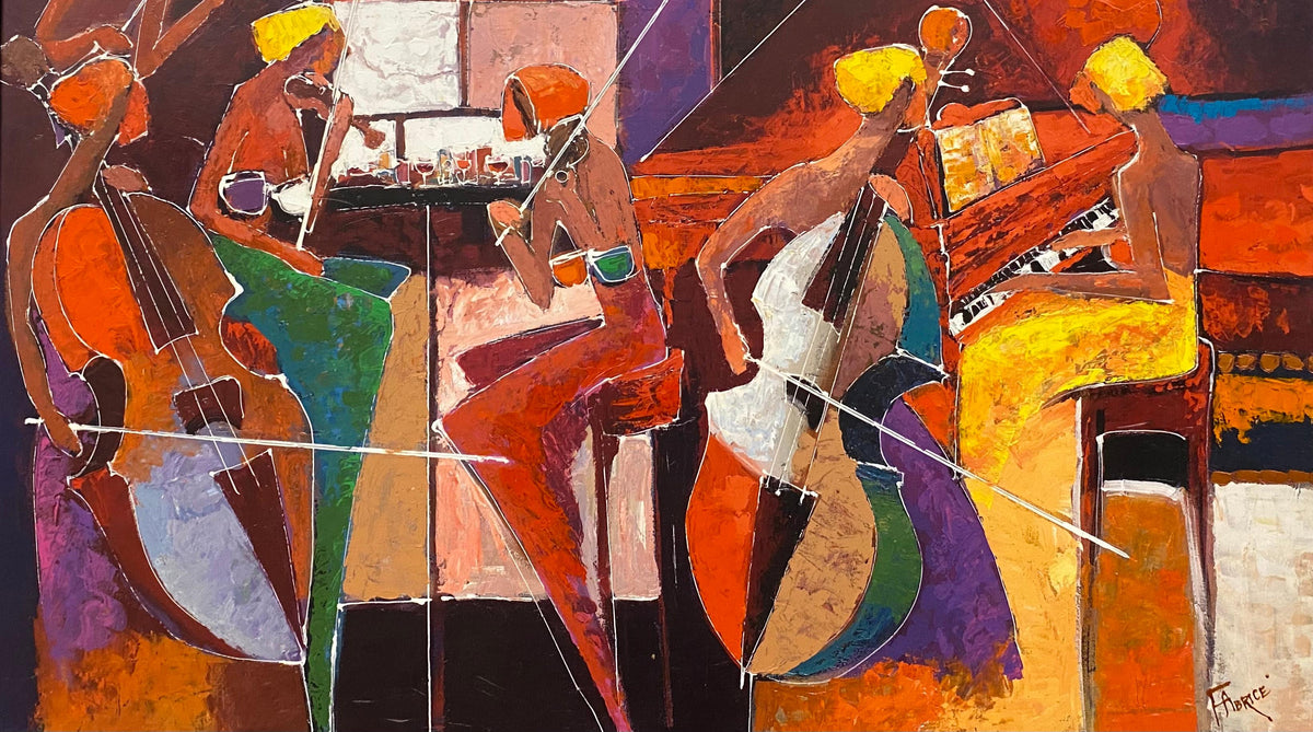 Large Contemporary Hand Embellished Color Giclee on Canvas signed FABRICE — detail 4