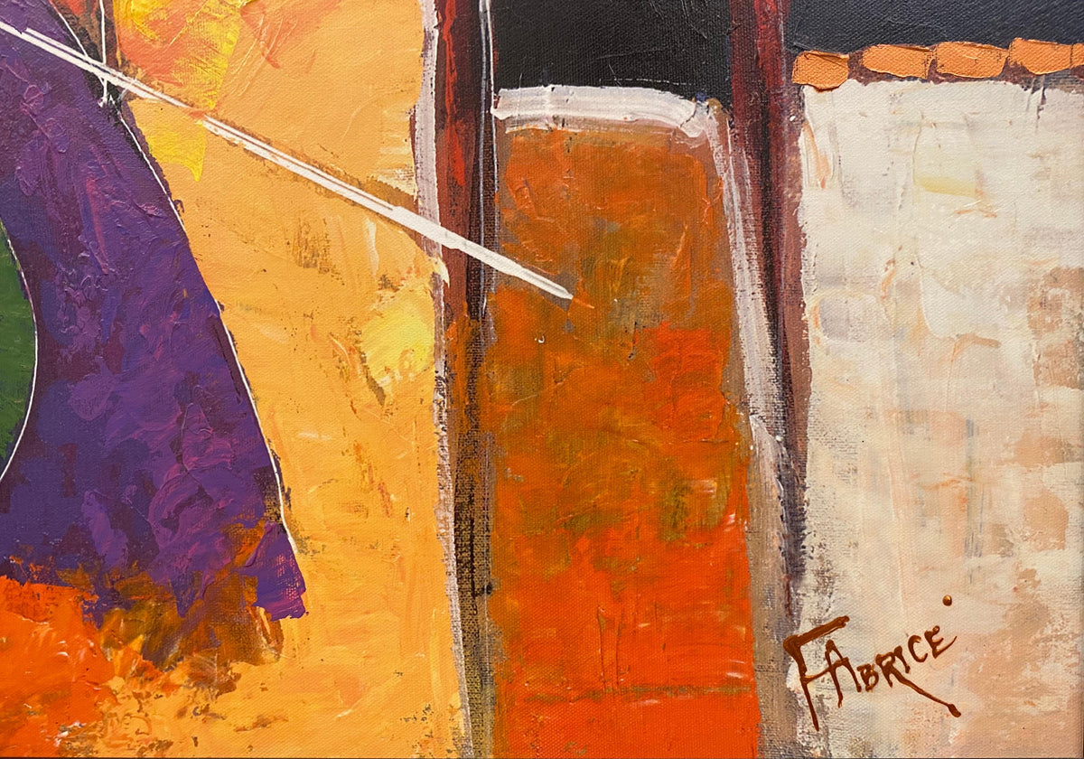Large Contemporary Hand Embellished Color Giclee on Canvas signed FABRICE — detail 2