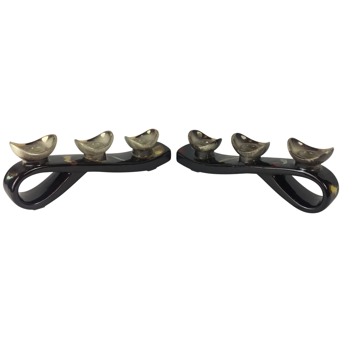 Pair of Mid-Century Ceramic Candleholders, Vallauris Pottery