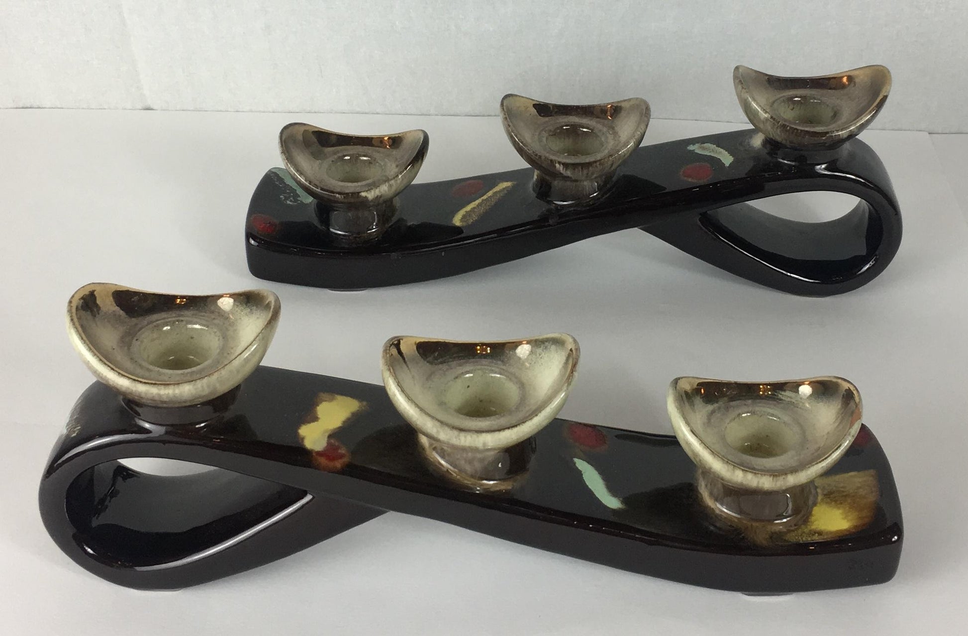 Pair of Mid-Century Ceramic Candleholders, Vallauris Pottery — detail 2