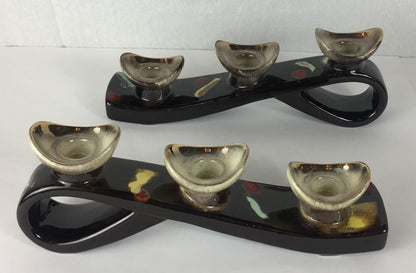 Pair of Mid-Century Ceramic Candleholders, Vallauris Pottery — detail 2