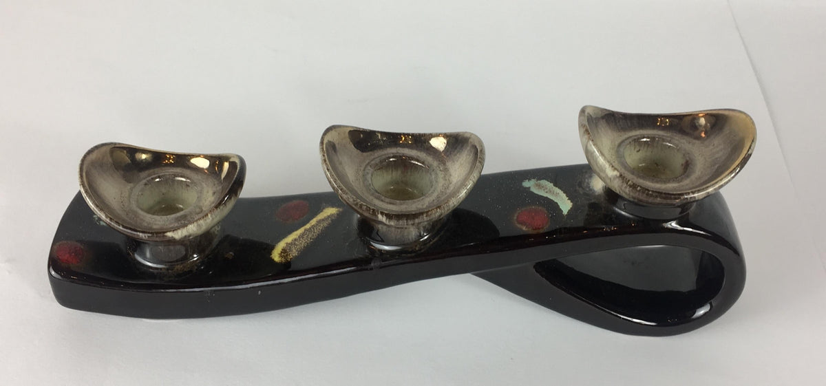 Pair of Mid-Century Ceramic Candleholders, Vallauris Pottery — detail 5