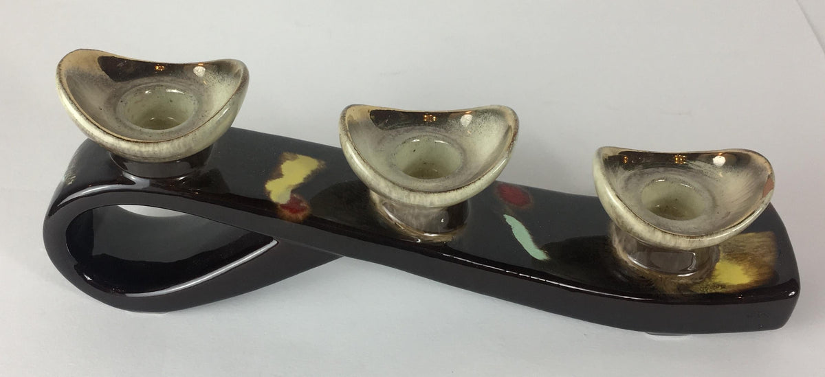 Pair of Mid-Century Ceramic Candleholders, Vallauris Pottery — detail 4