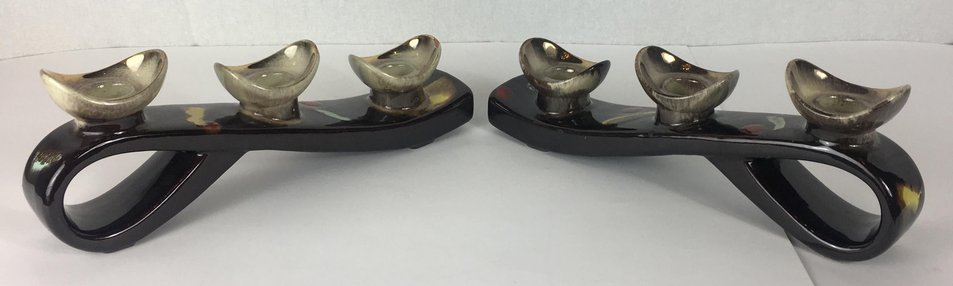 Pair of Mid-Century Ceramic Candleholders, Vallauris Pottery — detail 6