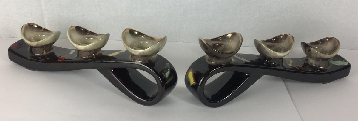 Pair of Mid-Century Ceramic Candleholders, Vallauris Pottery — detail 7