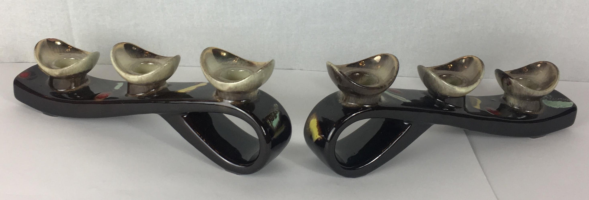 Pair of Mid-Century Ceramic Candleholders, Vallauris Pottery — detail 7