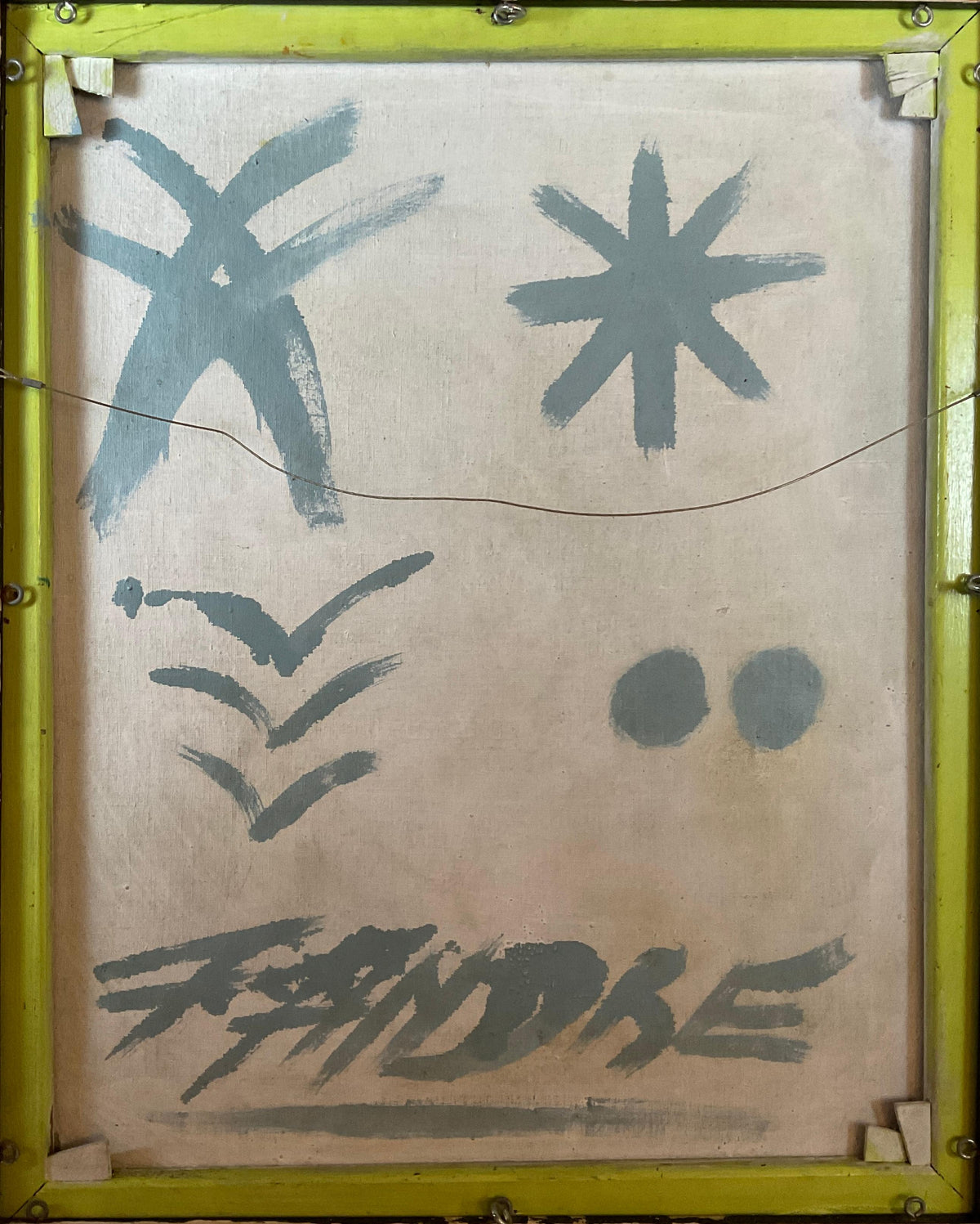 Mid-Century Modern Abstract Oil on Rice Paper Painting by French Artist Fandre — detail 5