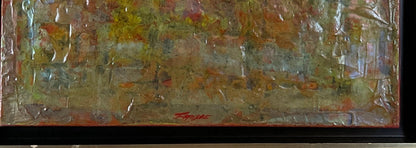 Mid-Century Modern Abstract Oil on Rice Paper Painting by French Artist Fandre — detail 6