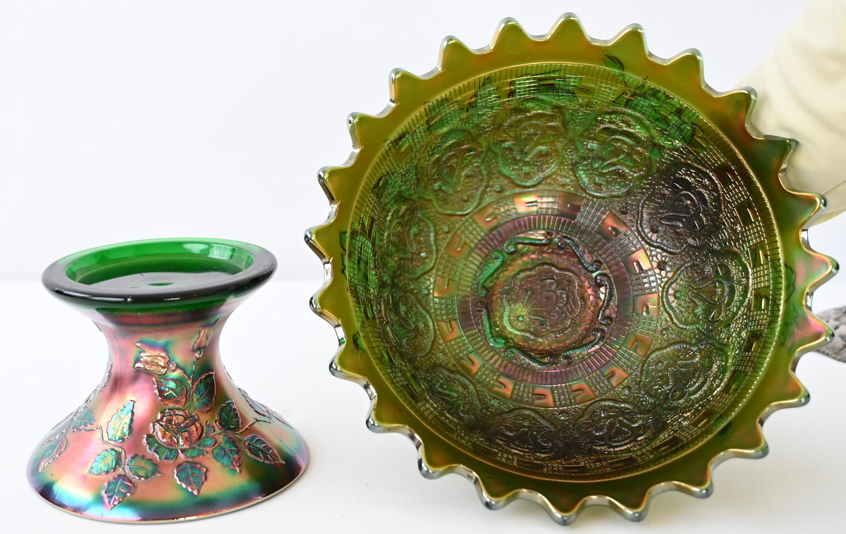 Fenton Art Nouveau Iridescent Cut Glass Bowl — detail 7