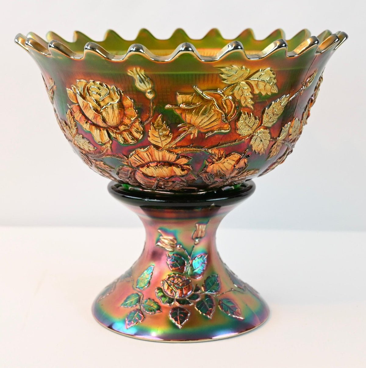 Fenton Art Nouveau Iridescent Cut Glass Bowl — detail 4