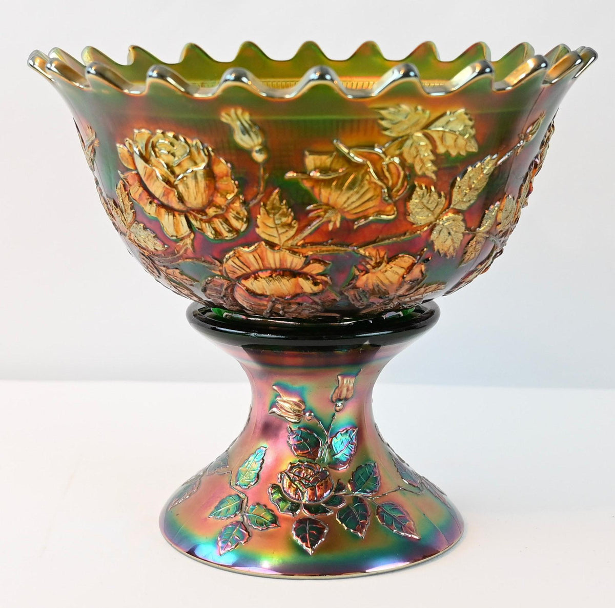 Fenton Art Nouveau Iridescent Cut Glass Bowl — detail 6