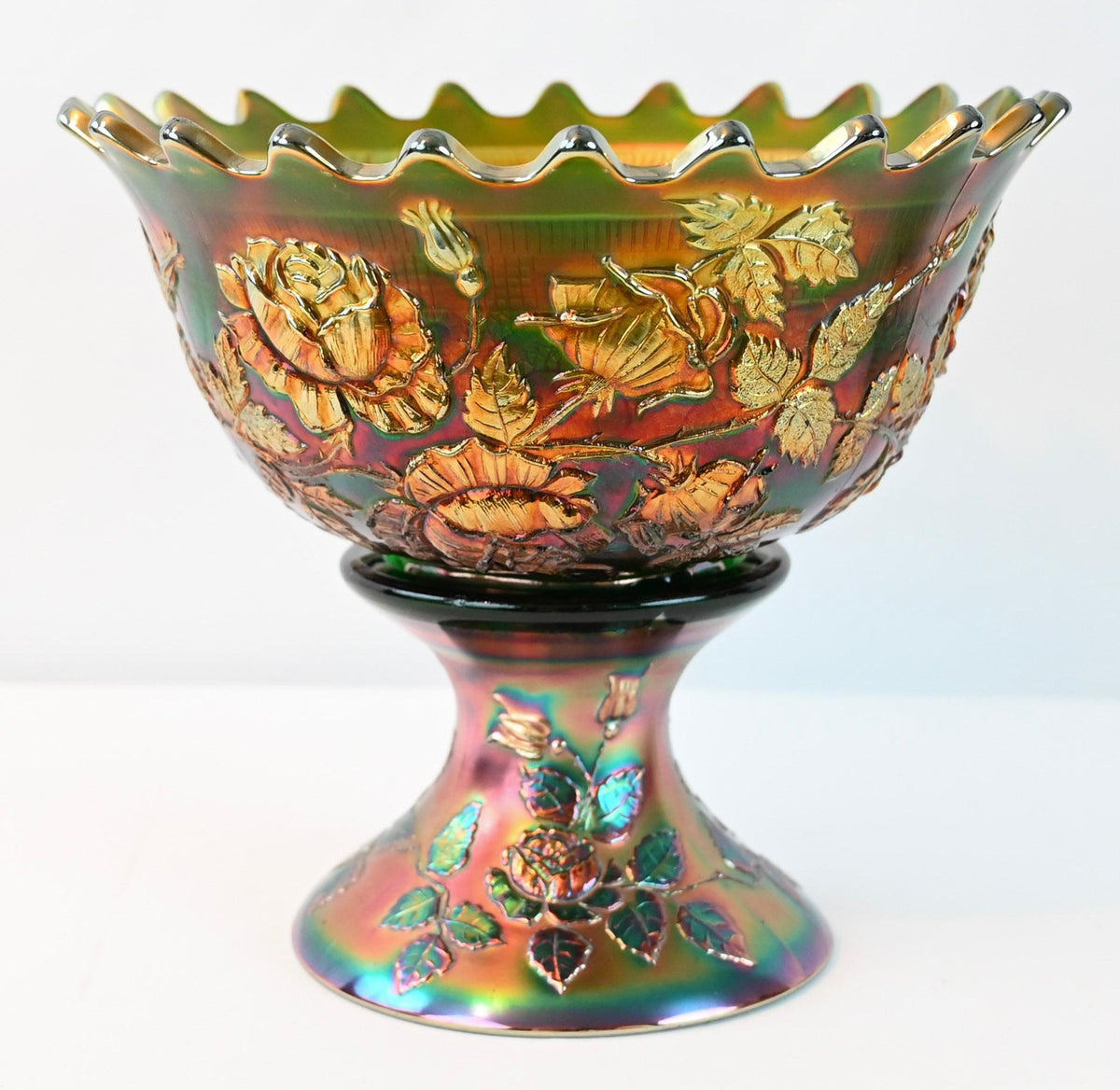 Fenton Art Nouveau Iridescent Cut Glass Bowl — detail 2