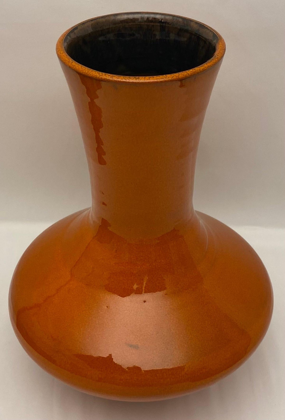 Large Midcentury Ceramic Vase Orange Signed Ferre Sega Mizal — detail 5