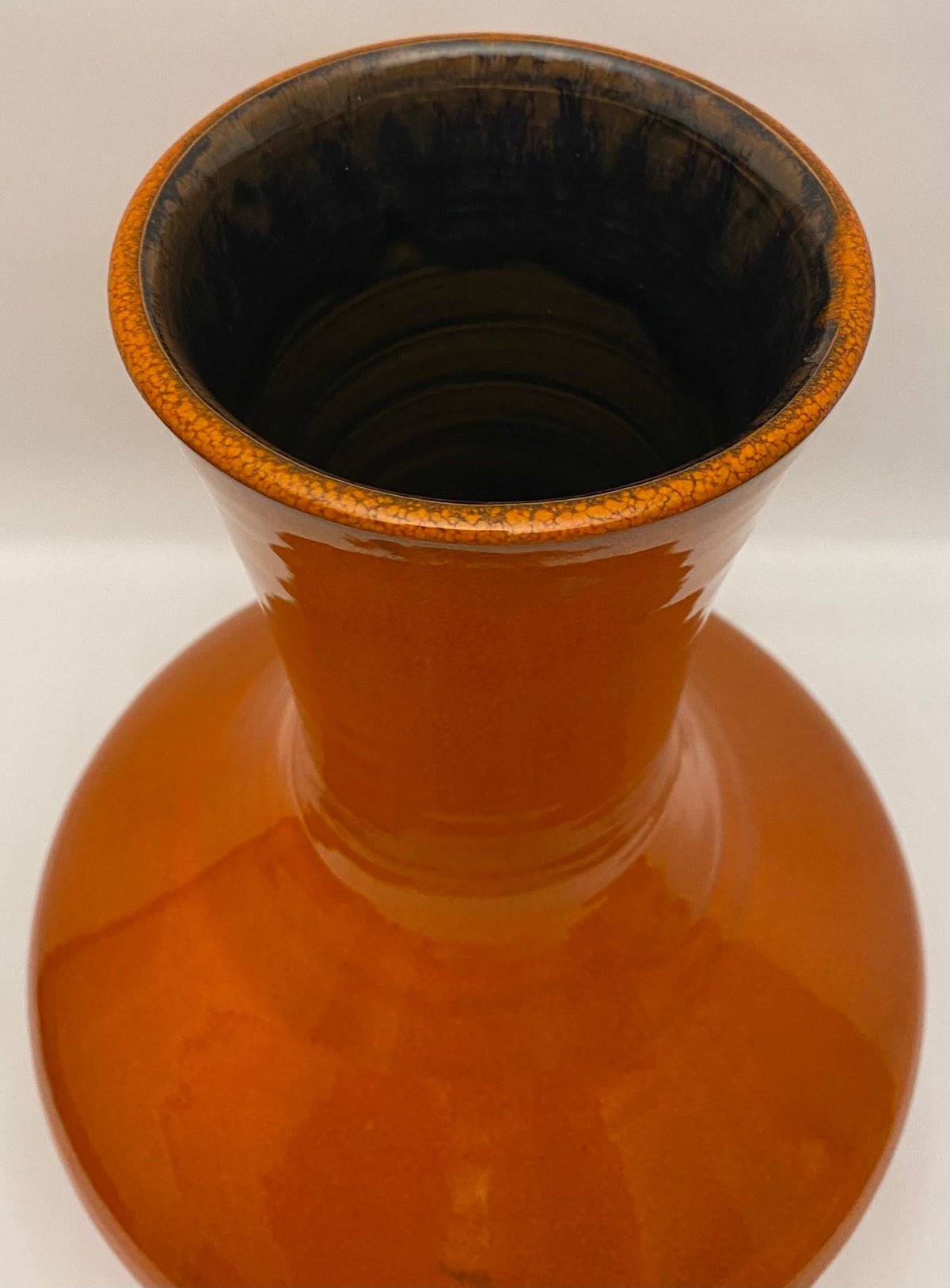 Large Midcentury Ceramic Vase Orange Signed Ferre Sega Mizal — detail 6