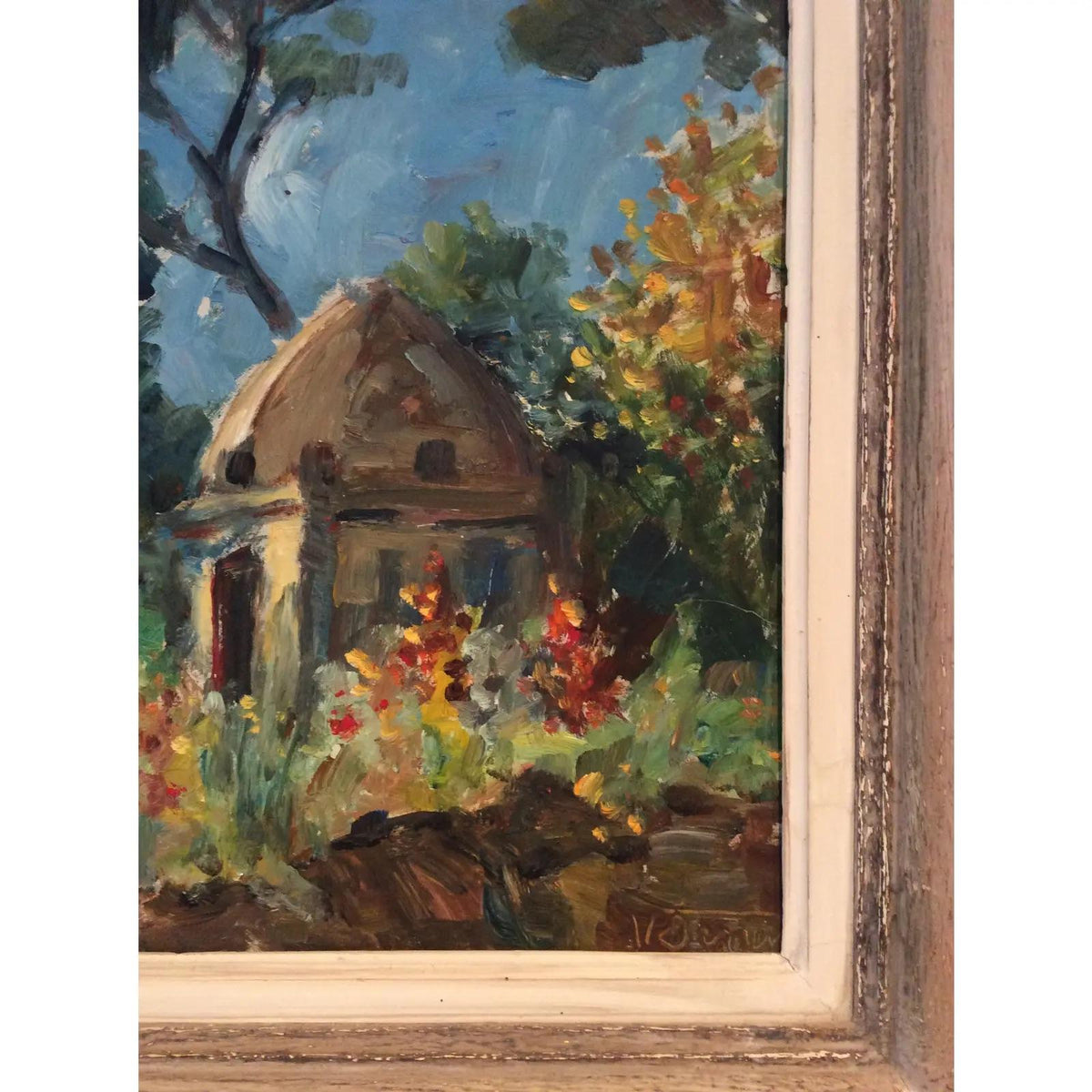 Original French Provincial Oil Painting on Isorel Signed Victor Ferreri — detail 4