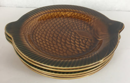 Mid-Century French Majolica Fish Service by Sarreguemines, Circa 1950s — 14 Pieces — detail 4