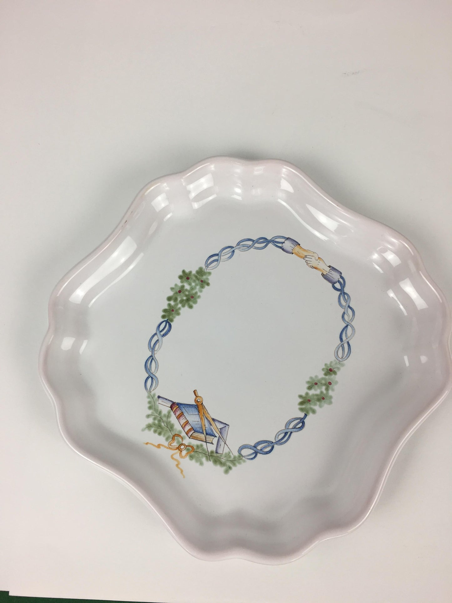 Masonic Ceremonial Hand-Painted Plate Signed Moustiers — detail 2
