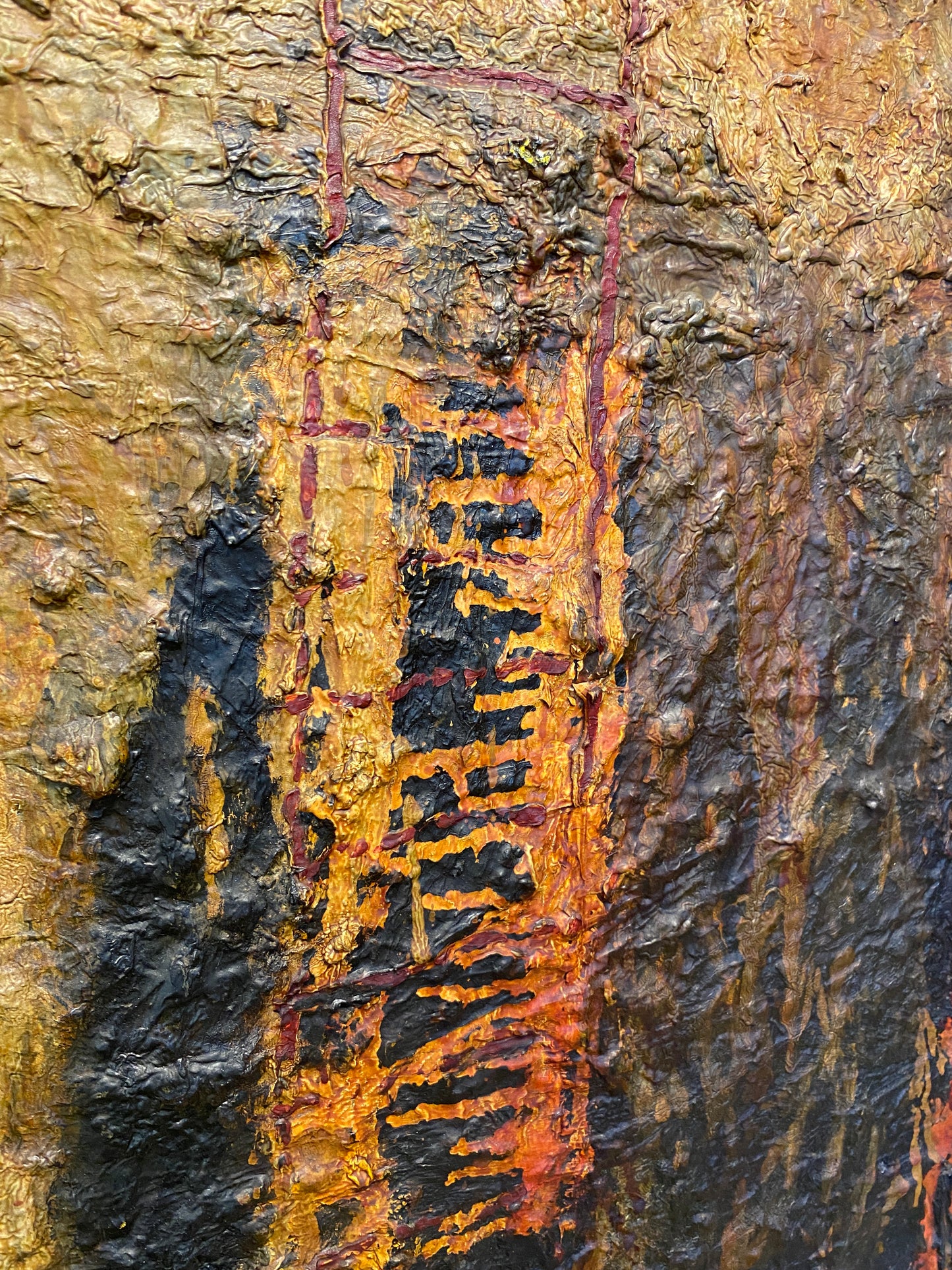 Frank Arnold Oil on Canvas Abstract Figurative Painting Titled "Escape" — detail 7