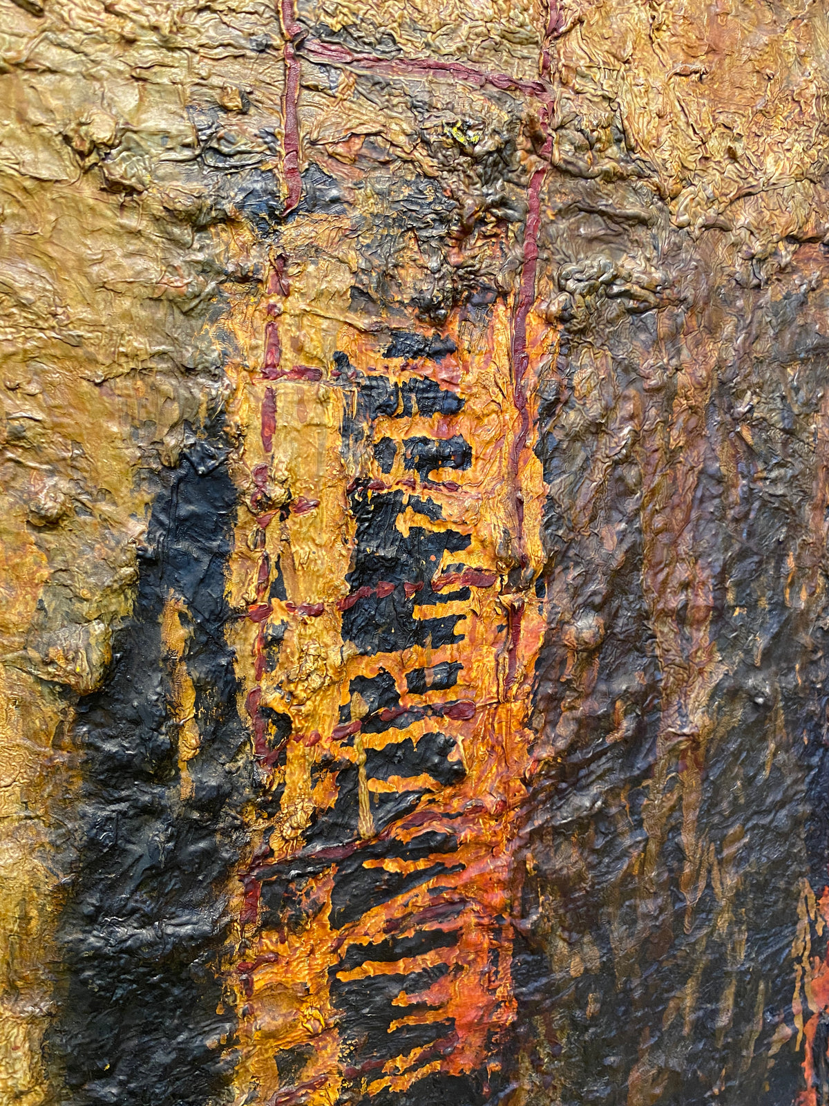 Frank Arnold Oil on Canvas Abstract Figurative Painting Titled "Escape" — detail 7