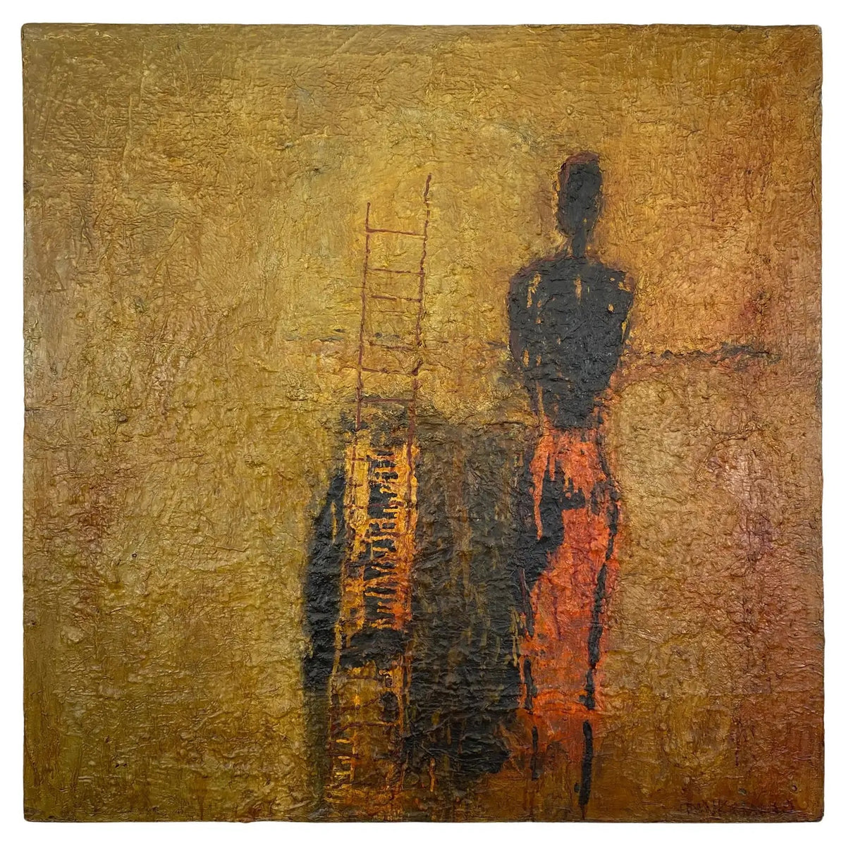 Frank Arnold Oil on Canvas Abstract Figurative Painting Titled "Escape"