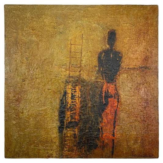 Frank Arnold Oil on Canvas Abstract Figurative Painting Titled "Escape"