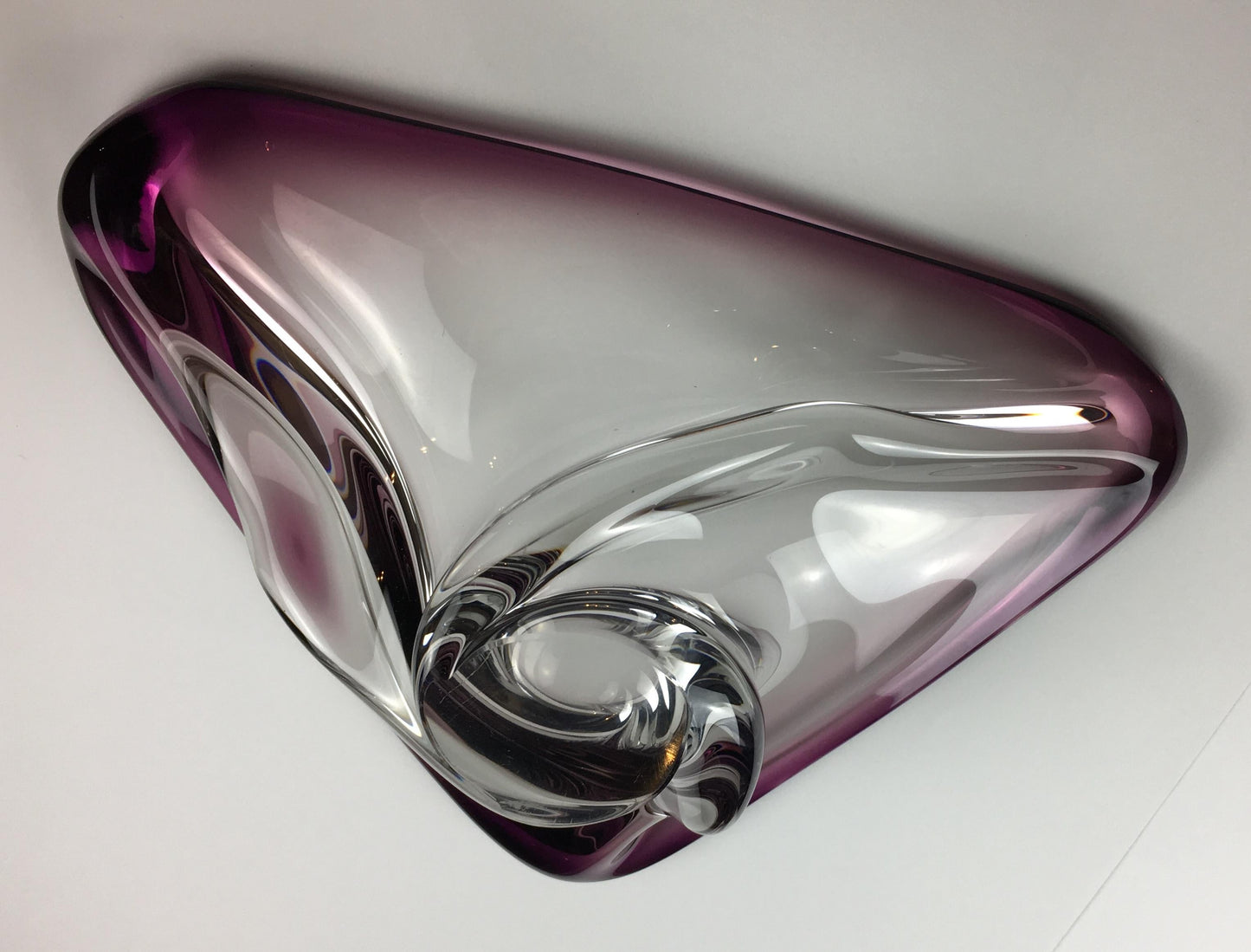 Val Saint Lambert Midcentury Art Glass Bowl Centerpiece — detail 8