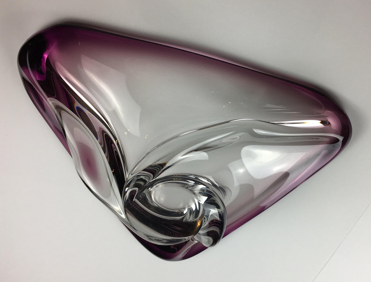 Val Saint Lambert Midcentury Art Glass Bowl Centerpiece — detail 8