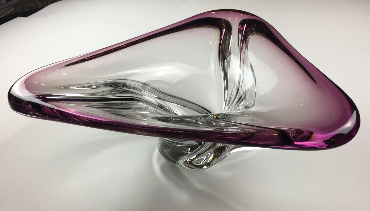 Val Saint Lambert Midcentury Art Glass Bowl Centerpiece — detail 12