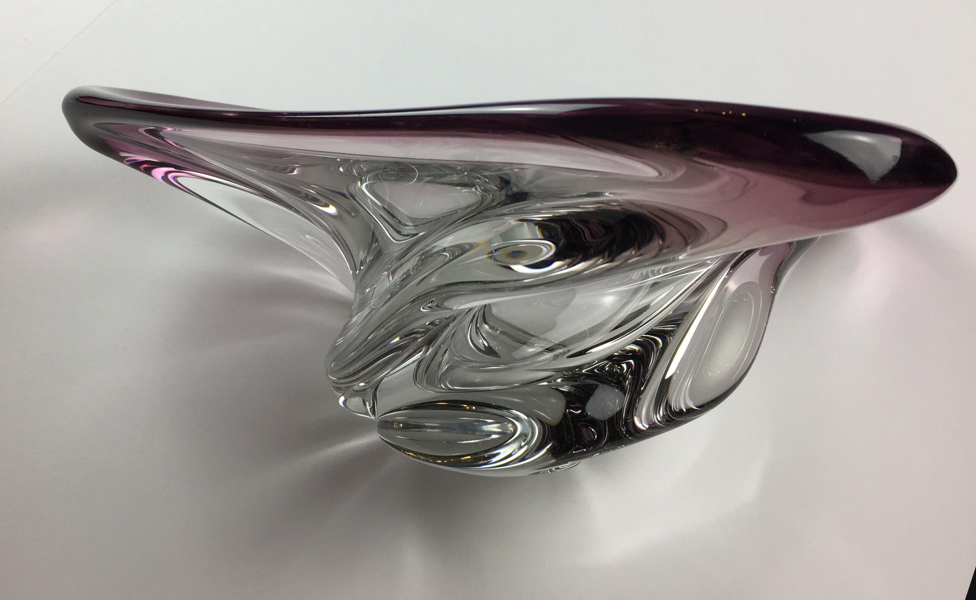 Val Saint Lambert Midcentury Art Glass Bowl Centerpiece — detail 13