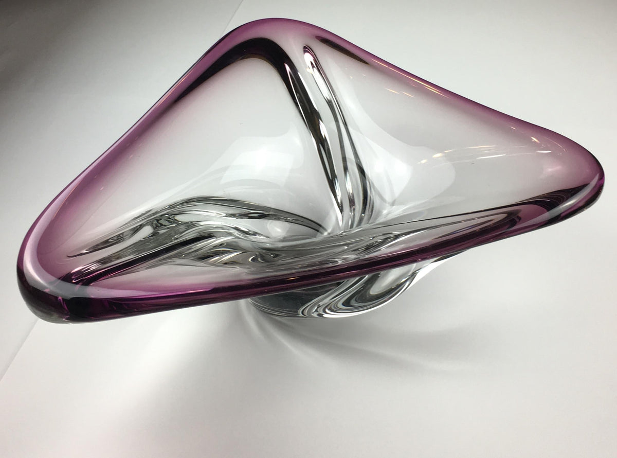 Val Saint Lambert Midcentury Art Glass Bowl Centerpiece — detail 14
