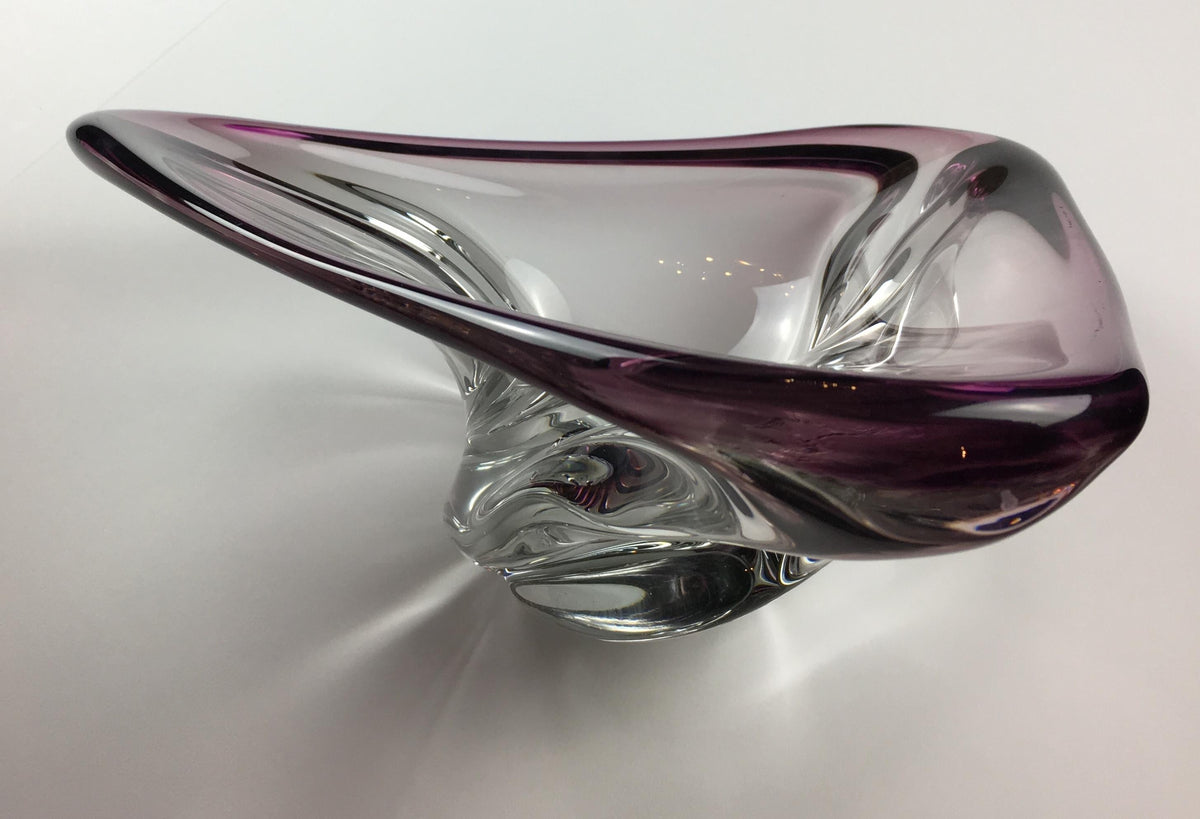 Val Saint Lambert Midcentury Art Glass Bowl Centerpiece — detail 15