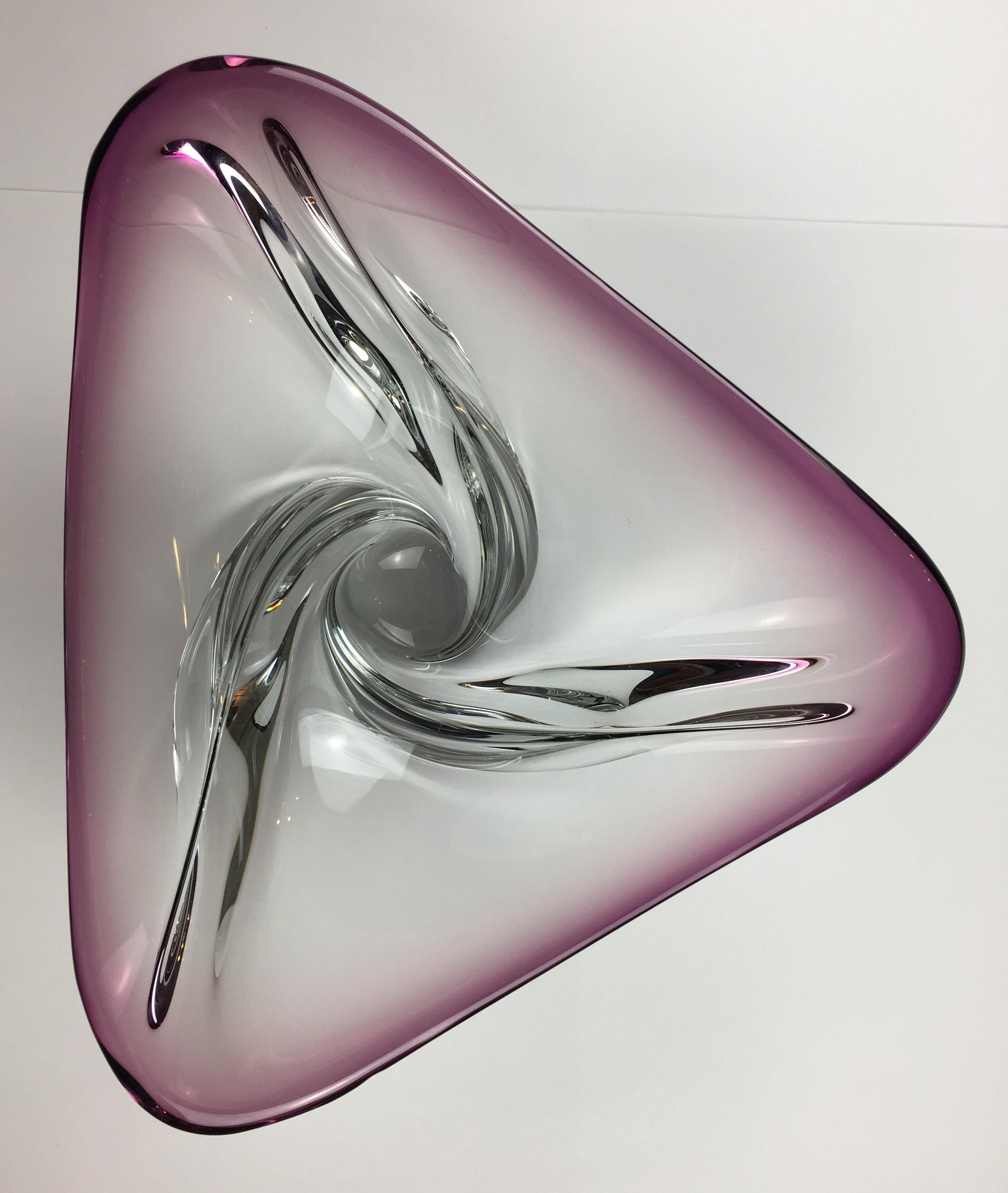Val Saint Lambert Midcentury Art Glass Bowl Centerpiece — detail 16