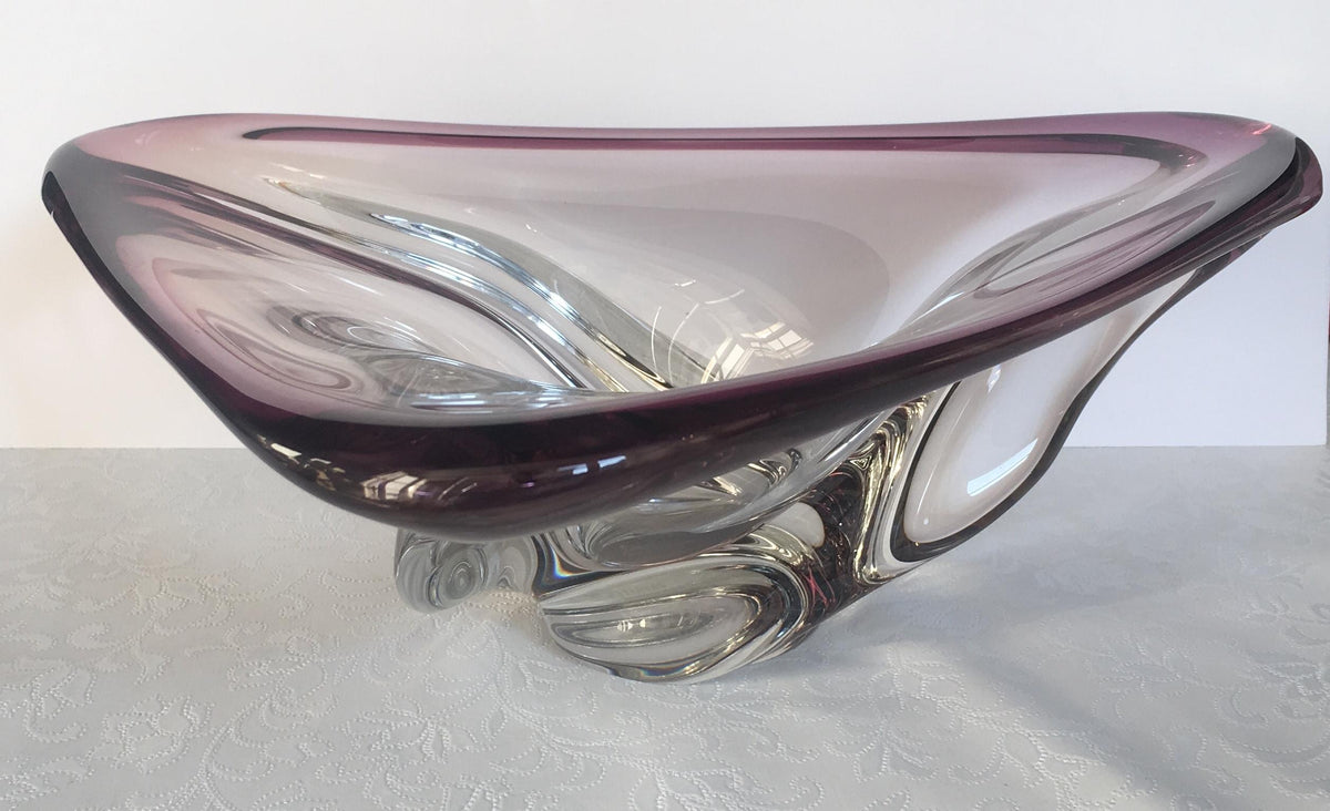 Val Saint Lambert Midcentury Art Glass Bowl Centerpiece — detail 4