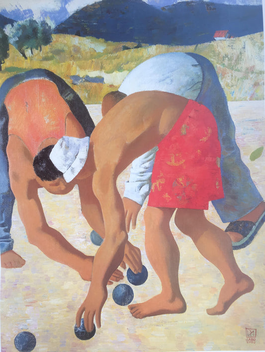 Original Poster by Gabo, Men Playing Petanque in Provence — detail 2