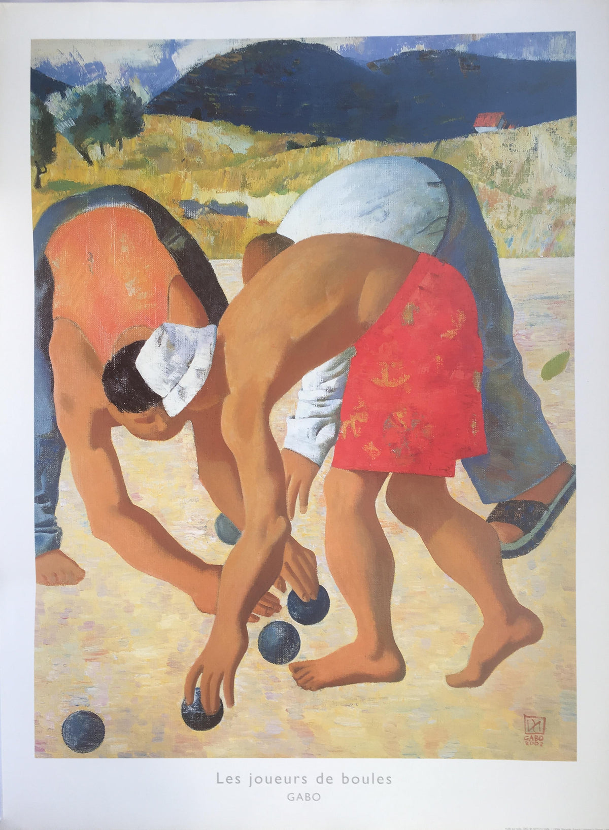 Original Poster by Gabo, Men Playing Petanque in Provence — detail 6