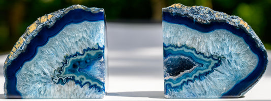 Pair of Blue Geode Bookends — detail 2