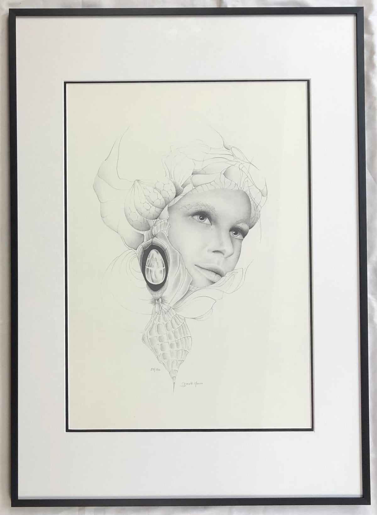 Dali Inspired French Surrealist Black & White Lithograph by Gerald Moreno Signed — detail 5