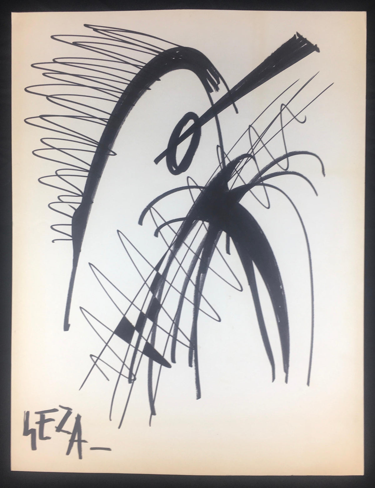 Collection of Three Modern Abstract Drawings Signed Geza, Manner of Franz Kline — detail 2