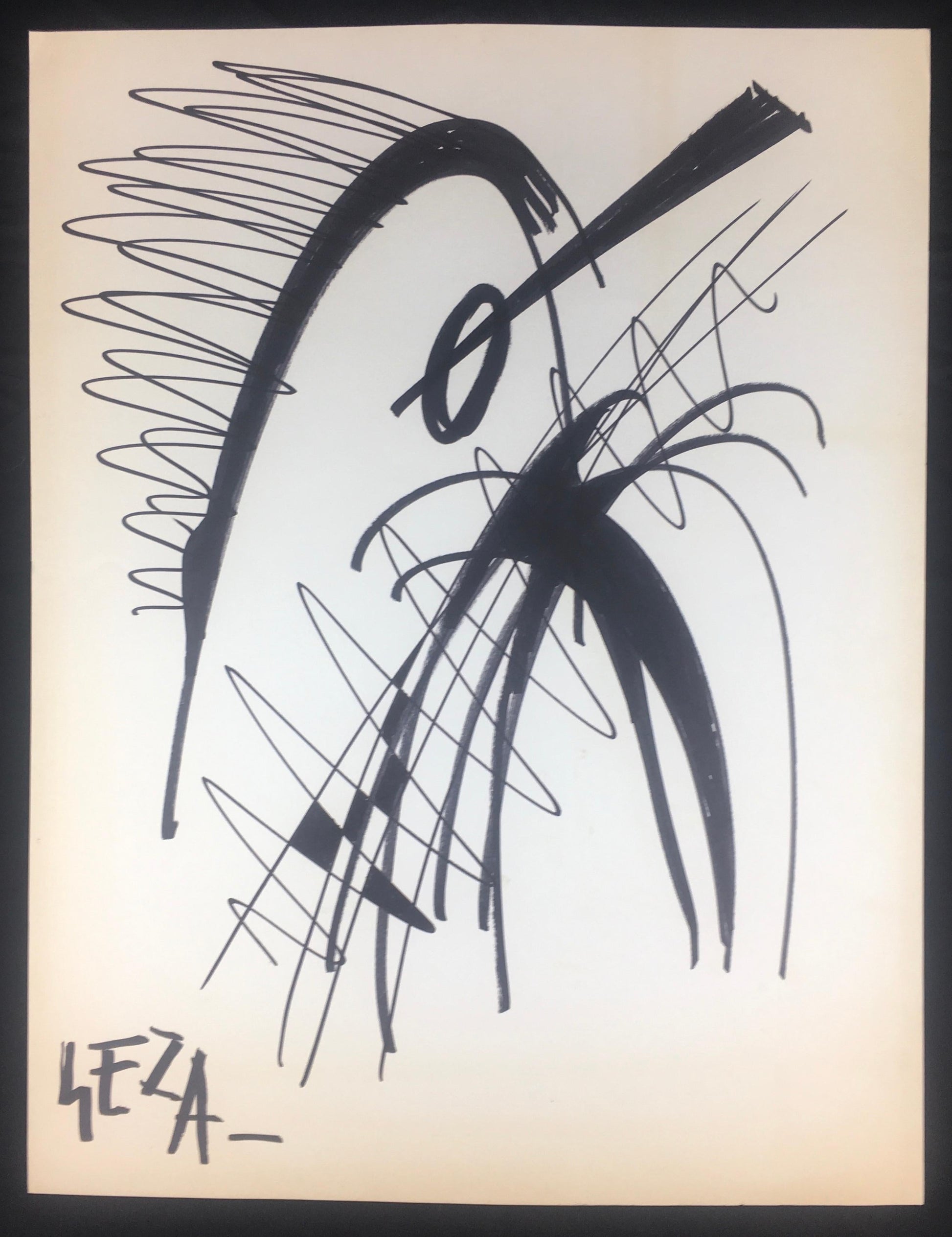 Collection of Three Modern Abstract Drawings Signed Geza, Manner of Franz Kline — detail 2