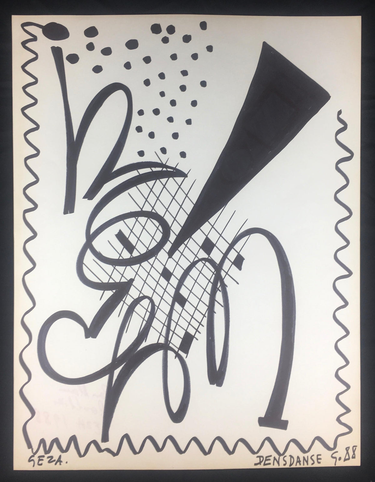 Collection of Three Modern Abstract Drawings Signed Geza, Manner of Franz Kline — detail 4