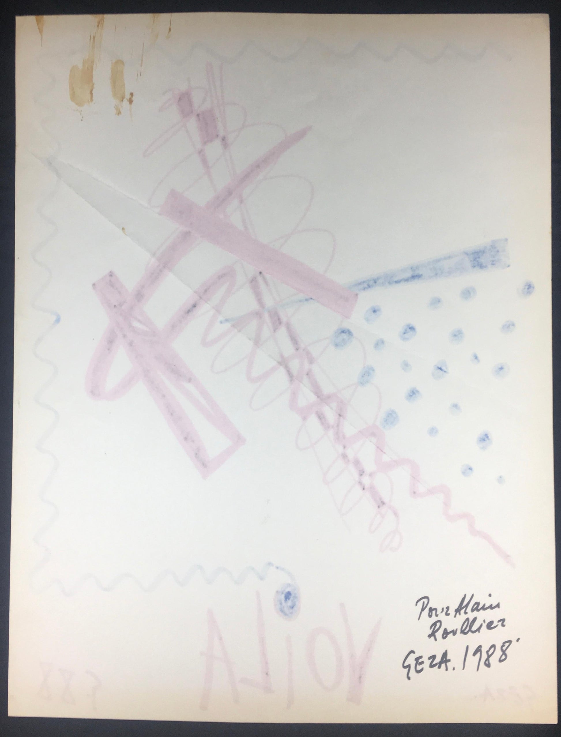 Collection of Three Modern Abstract Drawings Signed Geza, Manner of Franz Kline — detail 7