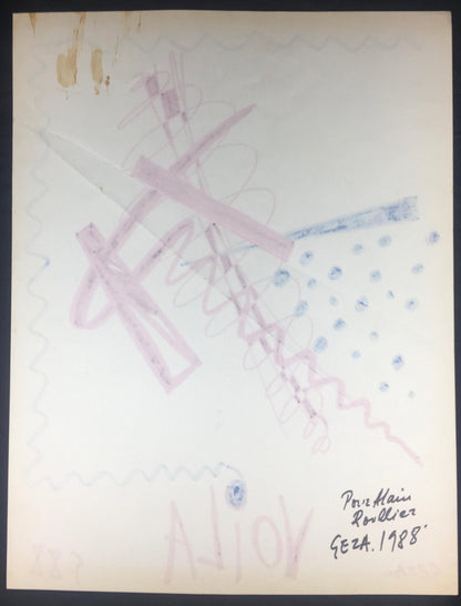 Collection of Three Modern Abstract Drawings Signed Geza, Manner of Franz Kline — detail 7