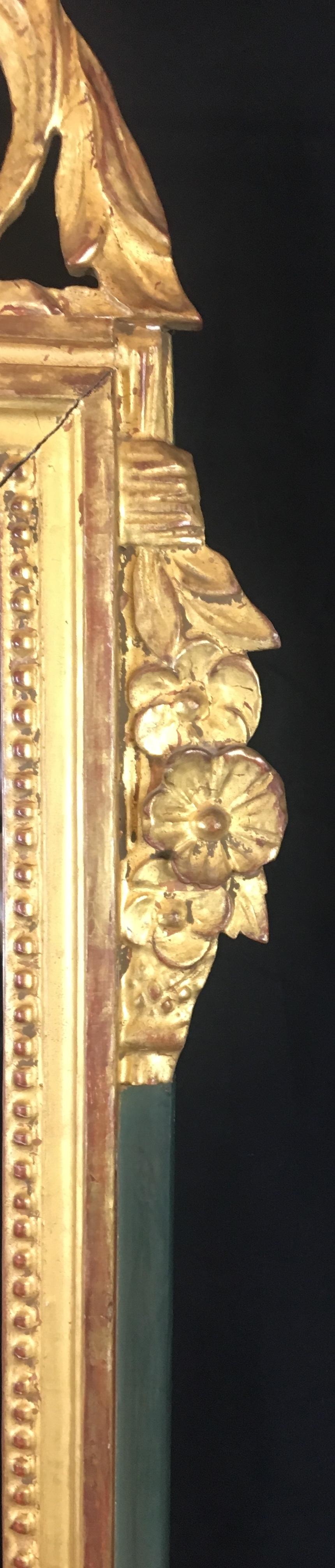 French Louis XVI Style Gilt Wall Mirror — detail 3