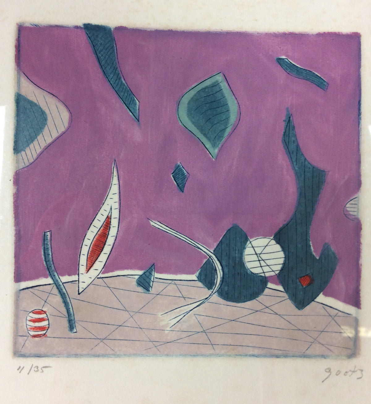 Henri Goetz Abstract Composition Signed Lithograph circa 1960s — detail 2