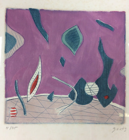 Henri Goetz Abstract Composition Signed Lithograph circa 1960s — detail 2
