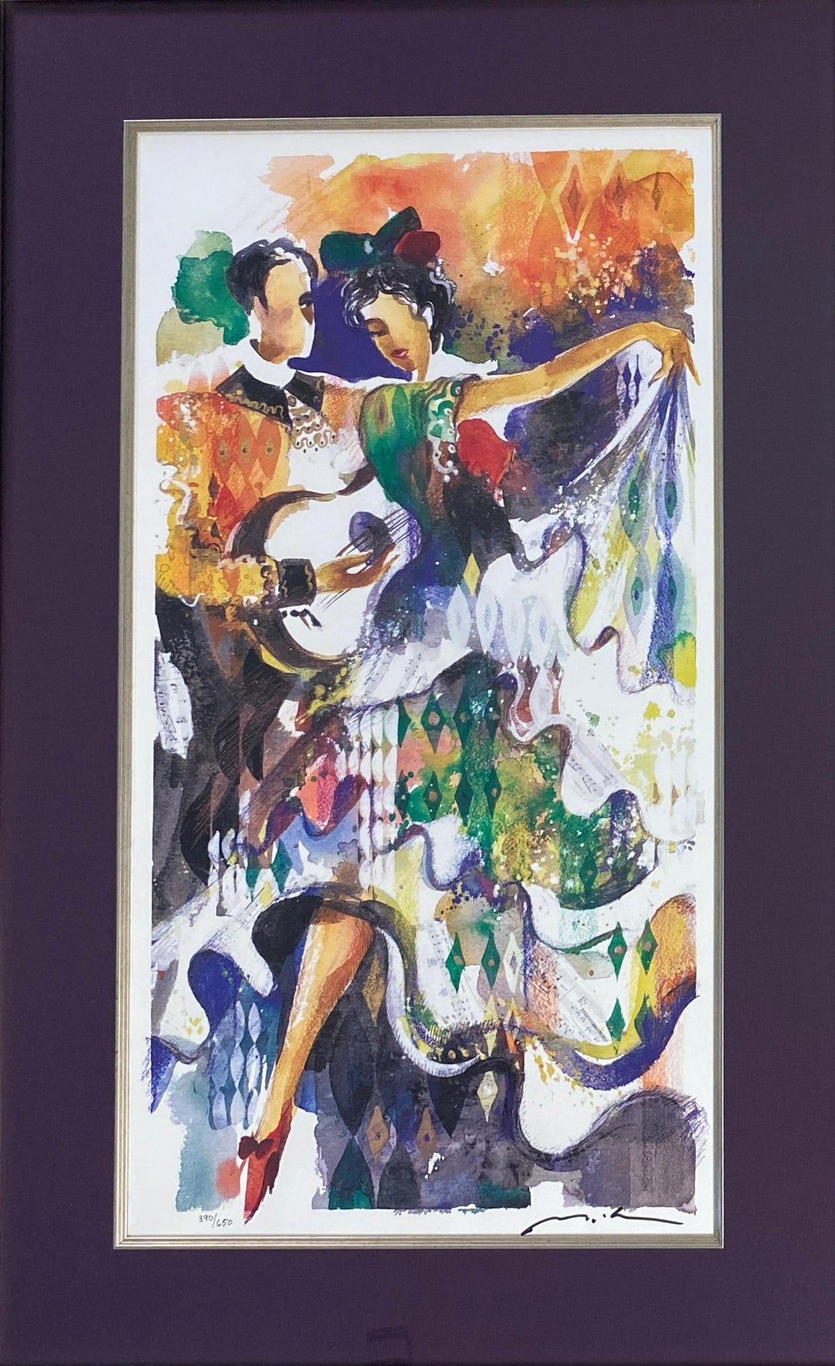 Misha Lenn Lithograph "Gypsies Dancing" — detail 4