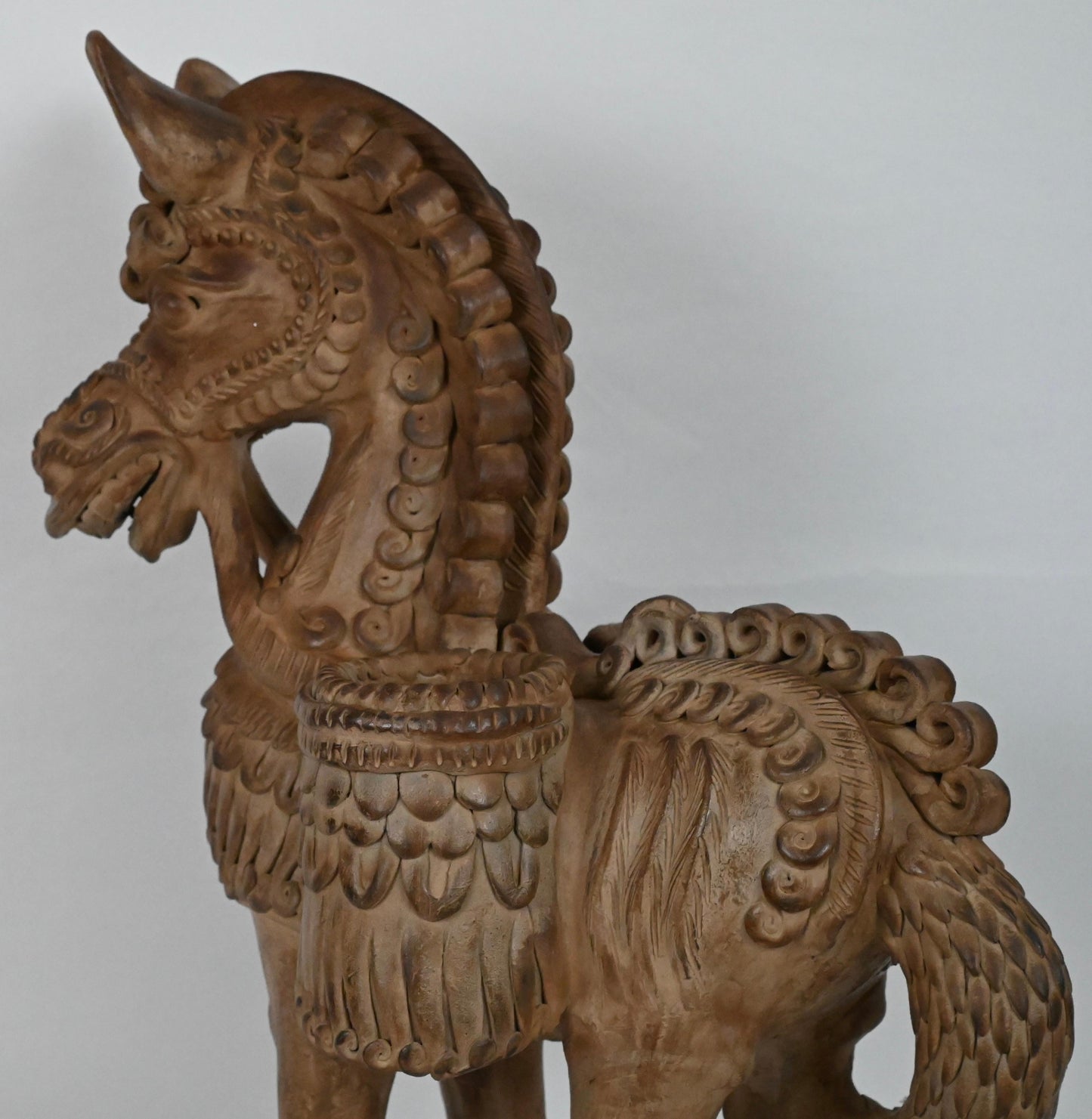 Hand Carved Terracotta Horse Sculpture attributed to Ugo Zaccagnini — detail 14