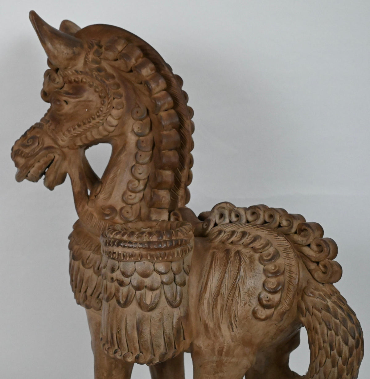 Hand Carved Terracotta Horse Sculpture attributed to Ugo Zaccagnini — detail 14